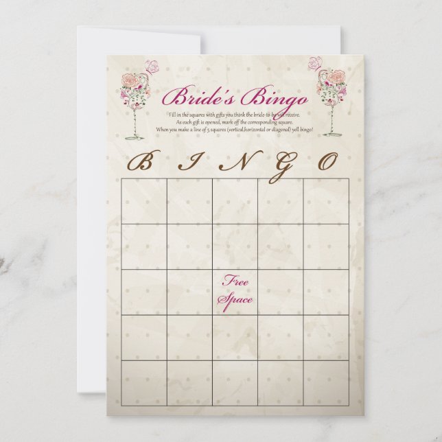 Wijn Bruiloft Bingo Kaarten (Voorkant)
