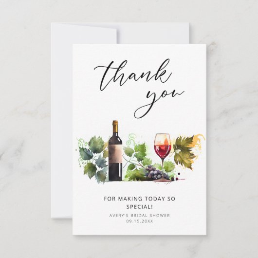 Wijn Bruiloft Bruidsfeest Dankkaart Thema Bedankkaart (Voorkant)