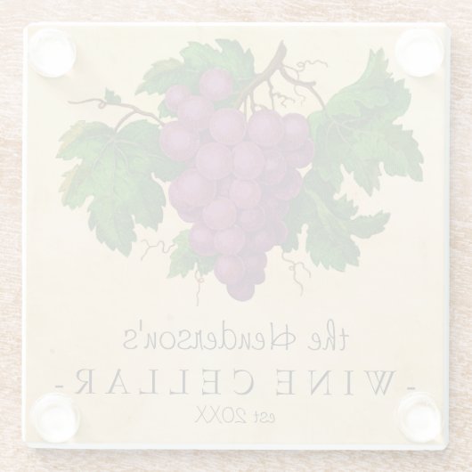 Wijn Cellar  Grafieken Voeg persoonlijke naam toe Glazen Onderzetter (Achterkant)