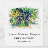 *~* Wijn Cellar Grape Cluster Vineyard AR21 Etiket (Enkel label)