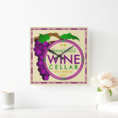 Wijn Cellar Grapes Personalized Creëer Your Ewn Vierkante Klok (Huis)