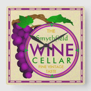 Wijn Cellar Grapes Personalized Creëer Your Ewn Vierkante Klok