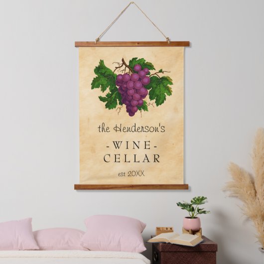 Wijn Cellar  Graps Vineyard | Gepersonaliseerd Hangend Wandkleed (Slaapkamer)