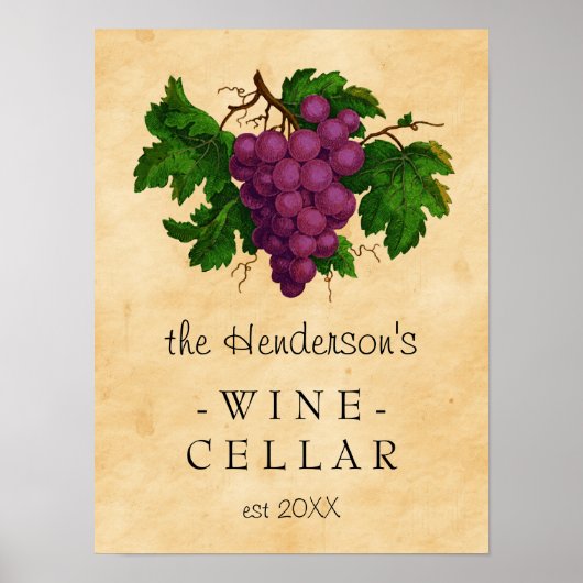 Wijn Cellar  Graps Vineyard | Gepersonaliseerd Poster (Voorkant)