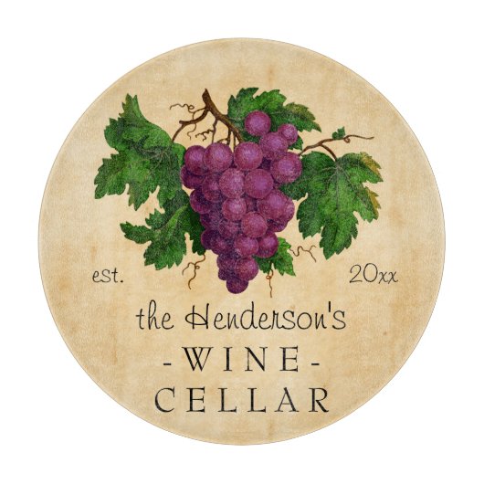 Wijn Cellar met Grafiek Gepersonaliseerde Naam Snijplank (Voorkant)