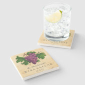 Wijn Cellar met Grafiek  Gepersonaliseerde Naam Stenen Onderzetter (Zijkant)