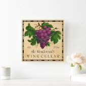 Wijn Cellar met Grafiek  Gepersonaliseerde Naam Vierkante Klok (Huis)