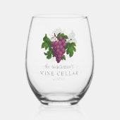 Wijn Cellar met Grafiek  Gepersonaliseerde Naam Wijnglas Zonder Voet (Voorkant)