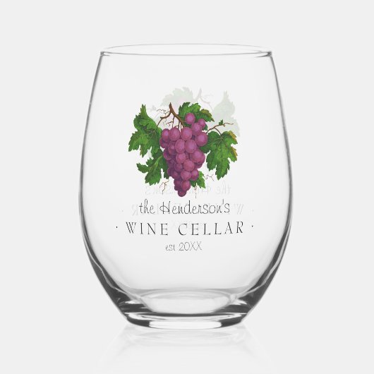 Wijn Cellar met Grafiek  Gepersonaliseerde Naam Wijnglas Zonder Voet (Voorkant)