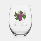 Wijn Cellar met Grafiek  Gepersonaliseerde Naam Wijnglas Zonder Voet (Achterkant)