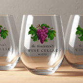 Wijn Cellar met Grafiek  Gepersonaliseerde Naam Wijnglas Zonder Voet