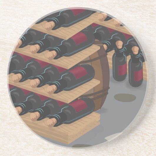 Wijn Cellar Zandsteen Onderzetter (Voorkant)