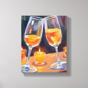 Wijn Champagne   Felicitaties met Champagne Canvas Afdruk