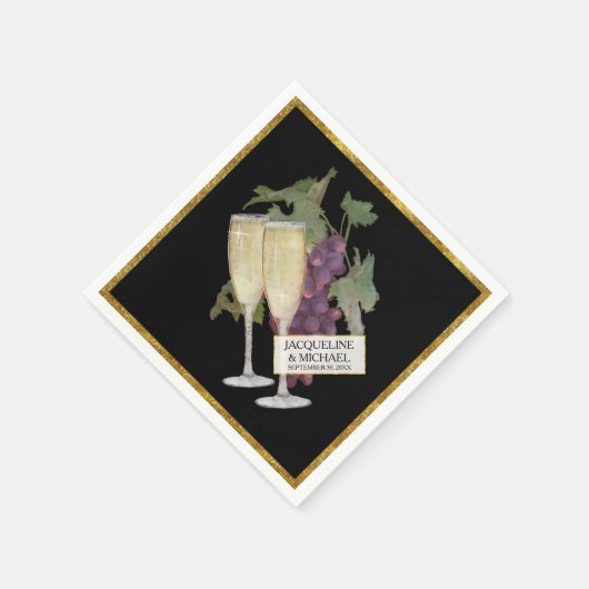 Wijn Champagne Glazen Bruids Receptie Decor Servet (Hoek)