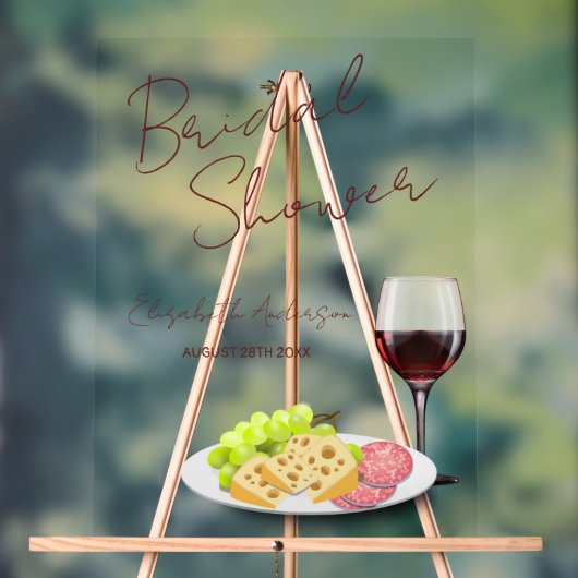 Wijn & Charcuterie Bruidsdouche Acryl Bord (Neutraal)