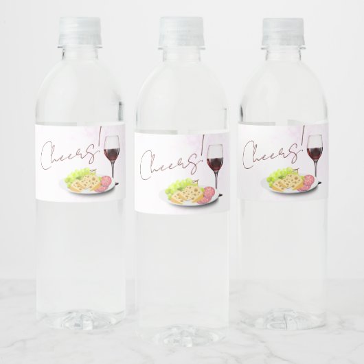 Wijn & Charcuterie Bruidsdouche Waterfles Etiket (Flessen)