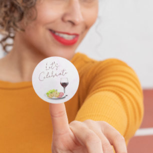 Wijn & Charcuterie Verloving Feest Ronde Sticker