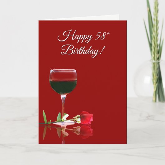 Wijn Cheers Happy 58th Birthday Funny Card Kaart (Voorkant)