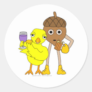 Wijn Chick Beer Nut Ronde Sticker