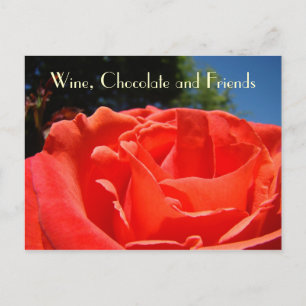 Wijn Chocolade & Vrienden ansichtkaarten Rode Roos Briefkaart