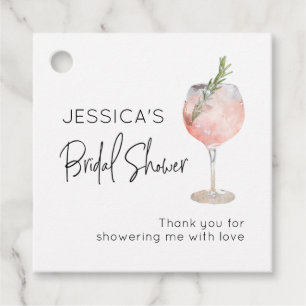 Wijn Cocktail Roze Bruidsdouche Favor Tags Bedankjes Labels