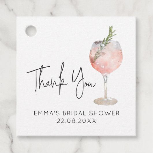 Wijn Cocktail Roze Bruidsmeisjesfeest Bedankjes Labels (Voorkant)