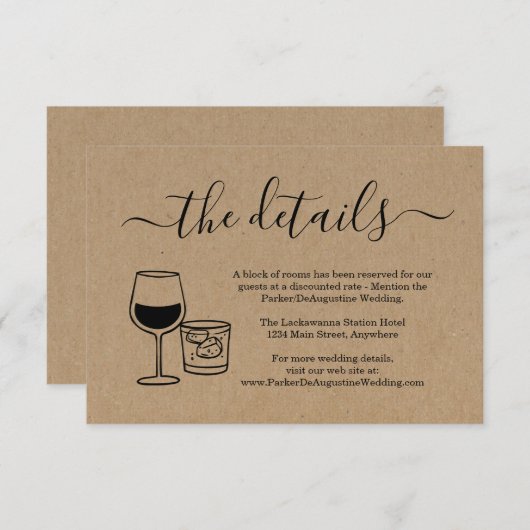 Wijn- & Cocktailinformatie Details Bijlagekaart Informatiekaartje (Voorkant / Achterkant)