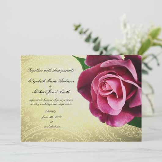 Wijn Colored  Roos Weddenschap Kaart (Staand voorkant)