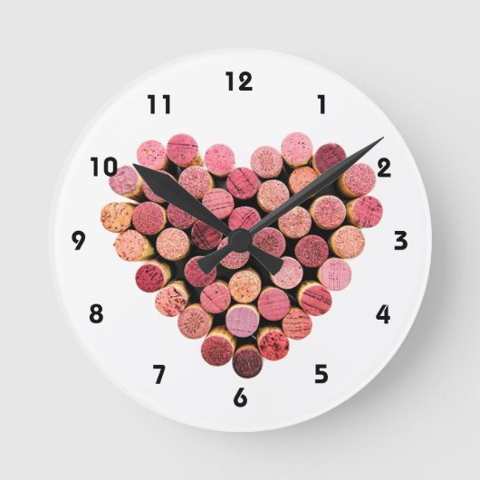 Wijn Cork Heart Clock Ronde Klok (Voorkant)