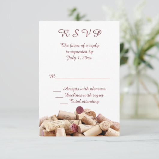 Wijn Corks Wedding RSVP (Staand voorkant)