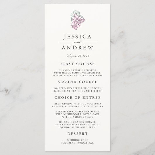 Wijn Country Wedding Menu Kaart (Voorkant)