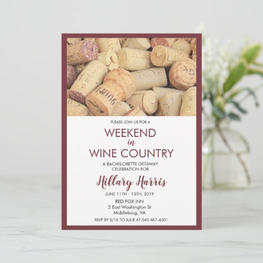 Wijn Country Weekend Bachelorette uitnodiging (Staand voorkant)