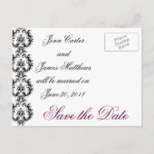 Wijn Damask Save the Date Wedding Aankondiging (Achterkant)