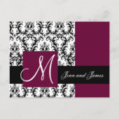 Wijn Damask Save the Date Wedding Aankondiging (Voorkant)