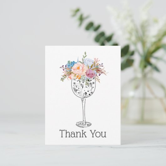 wijn , dank je wel uitnodiging briefkaart (Staand voorkant)