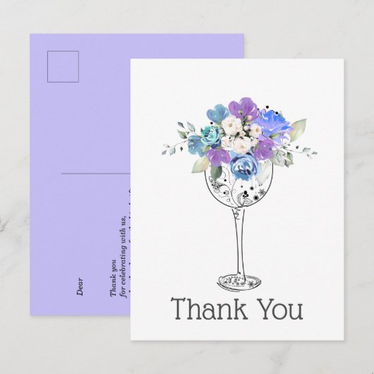 wijn , dank je wel uitnodiging briefkaart (Voorkant / Achterkant)