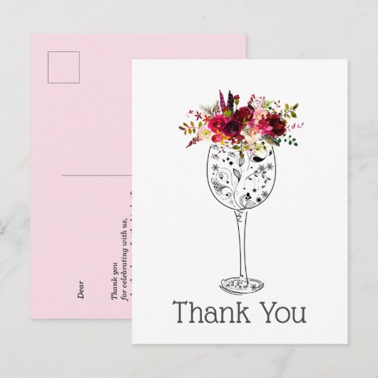 wijn , dank je wel uitnodiging briefkaart (Voorkant / Achterkant)