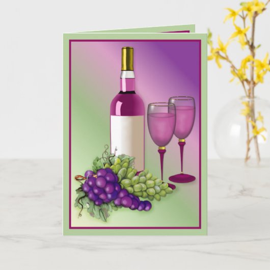 Wijn & de Toost van Druiven Kaart (Gele Bloem)