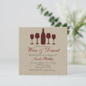 WIJN & Dessert Rustieke UITNODIGINGEN voor ELK EVE (Staand voorkant)