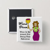 Wijn Diva "Fabulous" Vierkante Button 5,1 Cm (Voorkant /achterkant)