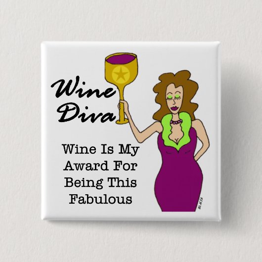 Wijn Diva "Fabulous" Vierkante Button 5,1 Cm (Voorkant)