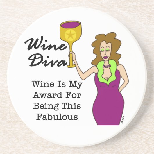 Wijn Diva "Fabulous" Zandsteen Onderzetter (Voorkant)