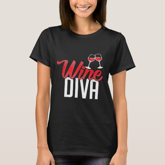Wijn Diva wijn liefhebber T-shirt (Voorkant)