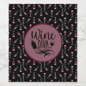 Wijn Diva Wijnkelk Patroon Etiket (Enkel label)