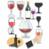 Wijn Dranken Glazen Cocktails Alcohol Drank Kunst Sticker (Voorkant)