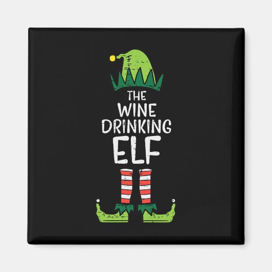 Wijn Drink elf Kerstmis voor familie mam Magneet (Voorkant)