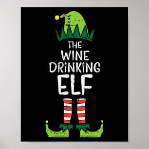 Wijn Drink elf Kerstmis voor familie mam Poster