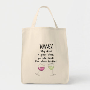 Wijn Drink Hele flesje Funny Word Gezegde Tote Bag
