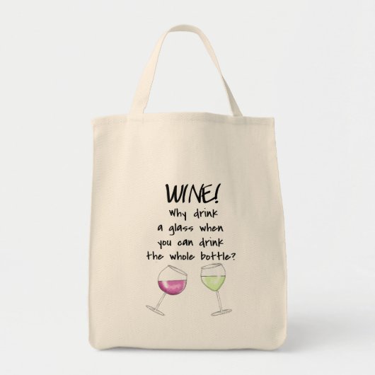 Wijn Drink Hele flesje Funny Word Gezegde Tote Bag (Voorkant)