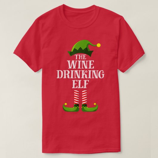 Wijn Drink kerstkerst van Elf Matching Family T-shirt (Design voorkant)